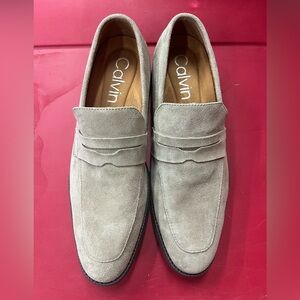Calvin Klein Men's Light Gray Suede Loafers